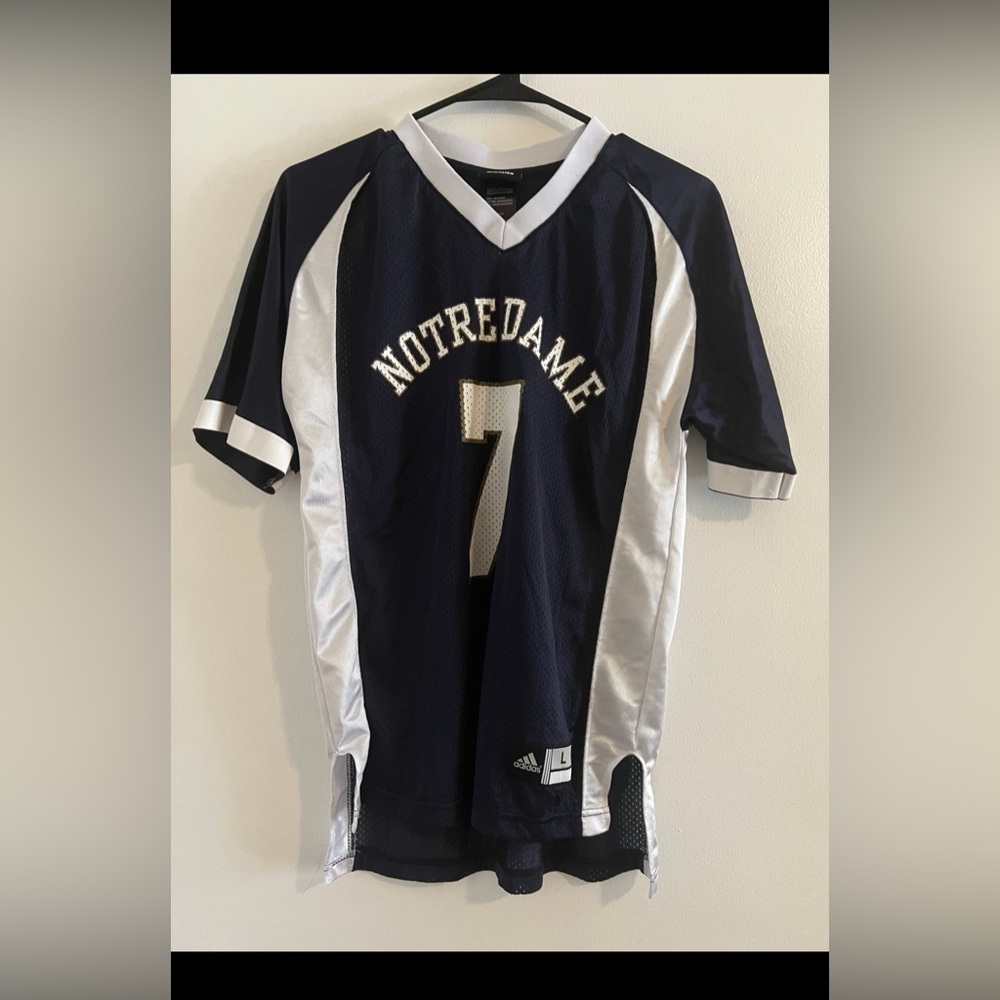 Unisex Adidas Notre Dame Navy and White #7 Jersey